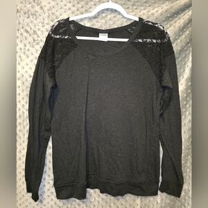 PINK Victoria's Secret Black Lace Long Sleeve Shirt LARGE